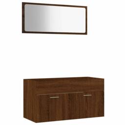 Berkfield Home 2 Piece Bathroom Furniture Set Brown Oak Engineered Wood - thumbnail 1