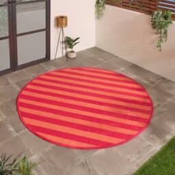 OHS Stripes Print Round Outdoor Garden Rug Waterproof Area Floor Mat - Size: 170 cm diameter - thumbnail 1