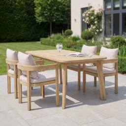 Artemis Home Sundrift 4 Seater Garden Dining Set in Beige - Size: 4 Person