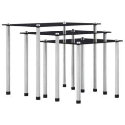 Berkfield Home Nesting Tables 3 pcs Black Tempered Glass