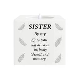 David Fischhoff Graveside Memorial Feather LED Candle Ornament Sister in White - thumbnail 1
