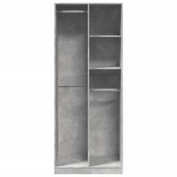 Berkfield Home Wardrobe Concrete Grey 80x50x200 cm Engineered Wood - Size: 80 x 50 x 200 cm - thumbnail 4