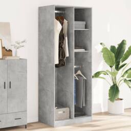 Berkfield Home Wardrobe Concrete Grey 80x50x200 cm Engineered Wood - Size: 80 x 50 x 200 cm - thumbnail 3