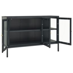 Berkfield Home Sideboard Anthracite 105x35x70 cm Steel & Glass in Black - Size: 105 x 35 x 70 cm - thumbnail 6
