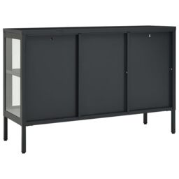 Berkfield Home Sideboard Anthracite 105x35x70 cm Steel & Glass in Black - Size: 105 x 35 x 70 cm - thumbnail 5