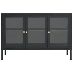 Berkfield Home Sideboard Anthracite 105x35x70 cm Steel & Glass in Black - Size: 105 x 35 x 70 cm - thumbnail 3