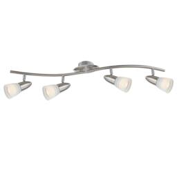 Netlighting Caleb Ceiling Spotlight Bar Chrome Opal Glass Shade 4x E14 3000K in Grey - thumbnail 1