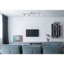 Netlighting Caleb Ceiling Spotlight Bar Chrome Opal Glass Shade 4x E14 3000K in Grey - thumbnail 4