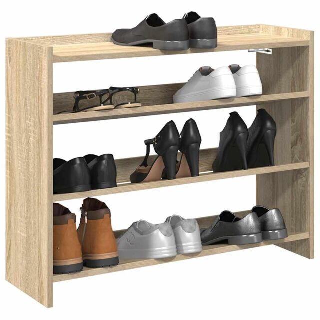 Berkfield Home Shoe Rack Sonoma Oak 80x25x62 cm Engineered Wood in Brown - Size: 80 x 25 x 62 cm - image 1