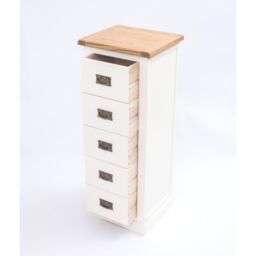 Cabinet Bits Cosenza 5 Drawer Narrow Chest of Drawers Bras Drop Handle in Off-White - thumbnail 5