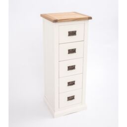 Cabinet Bits Cosenza 5 Drawer Narrow Chest of Drawers Bras Drop Handle in Off-White - thumbnail 4