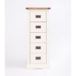 Cabinet Bits Cosenza 5 Drawer Narrow Chest of Drawers Bras Drop Handle in Off-White - thumbnail 1