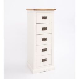 Cabinet Bits Cosenza 5 Drawer Narrow Chest of Drawers Bras Drop Handle in Off-White - thumbnail 3