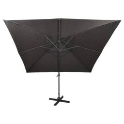 Berkfield Home Cantilever Umbrella with Pole & LED Lights Anthracite 300 cm in Black - thumbnail 6