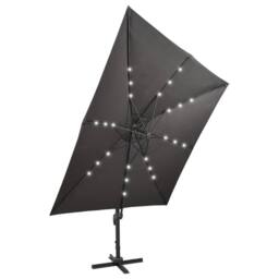 Berkfield Home Cantilever Umbrella with Pole & LED Lights Anthracite 300 cm in Black - thumbnail 5
