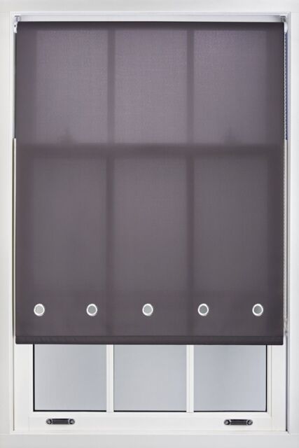 Furnished Dark Grey Daylight Roller Blind with Chrome Round Eyelets - Trimmable Window Shade - Size: 235 cm width x 210 cm drop - image 1