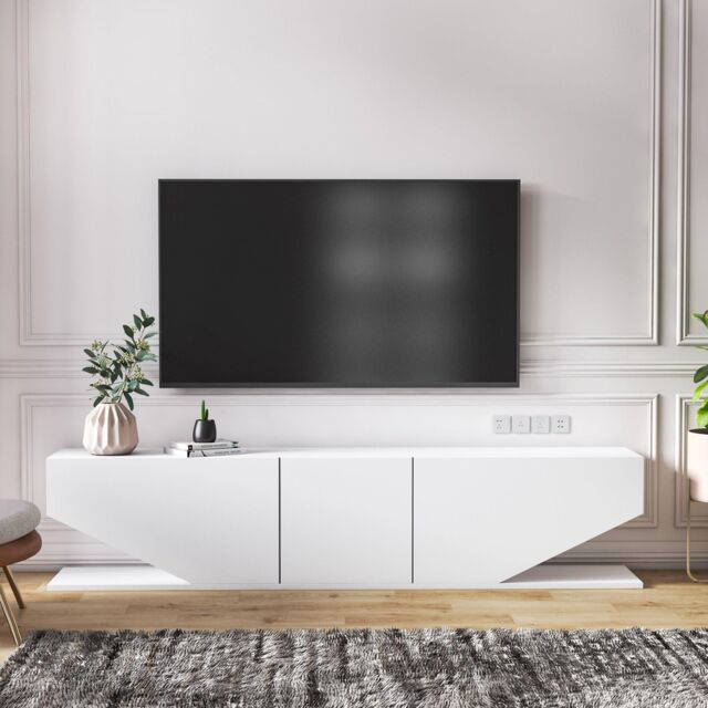 Decorotika Pearl TV Stand TV Unit for TVs up to 71 inch in White - image 1