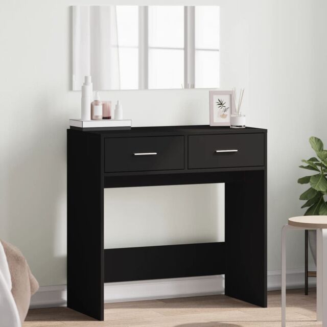 Berkfield Home Dressing Table with Mirror Black 80x39x80 cm - Size: 80 x 39 x 80 cm - image 1