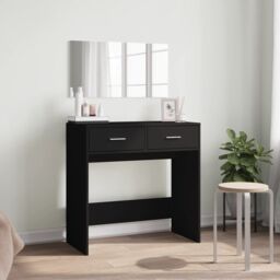 Berkfield Home Dressing Table with Mirror Black 80x39x80 cm - Size: 80 x 39 x 80 cm - thumbnail 3