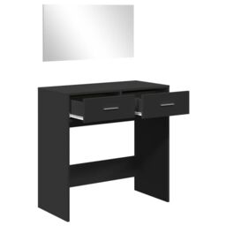 Berkfield Home Dressing Table with Mirror Black 80x39x80 cm - Size: 80 x 39 x 80 cm - thumbnail 4
