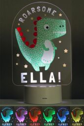 Personalised Memento Company Men's Roarsome Dinosaur LED Colour Changing Night Light in Clear - thumbnail 4