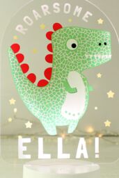 Personalised Memento Company Men's Roarsome Dinosaur LED Colour Changing Night Light in Clear - thumbnail 3