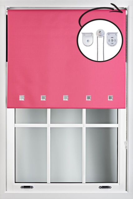 Furnished Fuchsia Pink Blackout Roller Blind with Chrome Square Eyelets & Metal Fittings - Size: 175 cm width x 210 cm drop - image 1