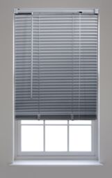 Furnished Aluminium Venetian Window Blinds with 25mm Slats for Home & Office in Silver - Size: 210 cm width x 150 cm drop - thumbnail 1