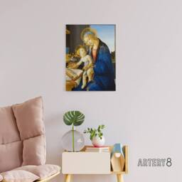 "Artery8 Botticelli The Virgin & Child Canvas Wall Art Print in Blue - Size: W18"" x H24""" - thumbnail 3