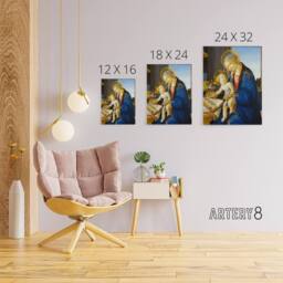 "Artery8 Botticelli The Virgin & Child Canvas Wall Art Print in Blue - Size: W18"" x H24""" - thumbnail 4