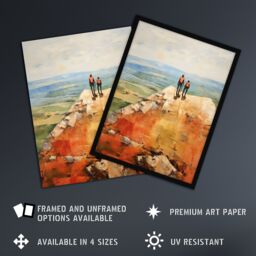 "Artery8 The View Was Worth The Wait Hikers Reach The Summit Oil Painting Extra Large XL Unframed Wall Art Poster Print - Size: W24"" x H32""" - thumbnail 2