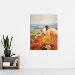 "Artery8 The View Was Worth The Wait Hikers Reach The Summit Oil Painting Extra Large XL Unframed Wall Art Poster Print - Size: W24"" x H32""" - thumbnail 4