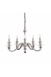 Netlighting Finsbury 5 Light Multi Arm Pendant Polished Cast Aluminium E14 in Grey - thumbnail 1