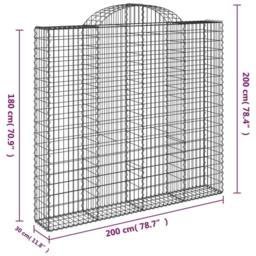 Berkfield Home Arched Gabion Basket 200x30x180/200 cm Galvanised Iron in Silver - thumbnail 5