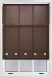 Furnished Daylight Roller Blind with Chrome Square Eyelets - Trimmable Window Shade in Chocolate - Size: 50 cm width x 210 cm drop