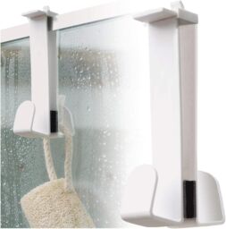 mysmartbuy White Double-Sided Shower Hook for Towel, Robe, Loofah - thumbnail 1