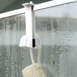 mysmartbuy White Double-Sided Shower Hook for Towel, Robe, Loofah - thumbnail 2
