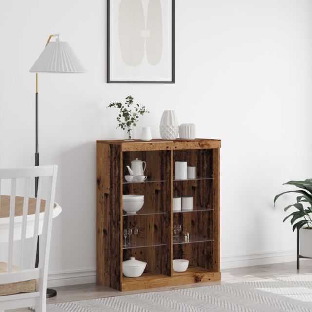 Berkfield Home Sideboard with LED Lights Old Wood 41x37x100 cm in Brown - Size: 41 x 37 x 100 cm - image 1
