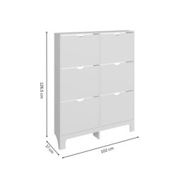 GFW Narrow 6 Drawer Shoe Cabinet in White - thumbnail 8