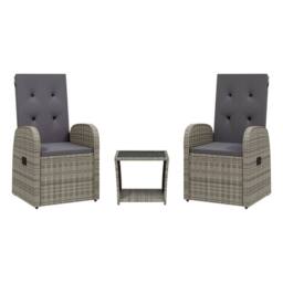 Berkfield Home 3 Piece Garden Dining Set with Cushions Grey Poly Rattan - thumbnail 1