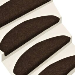 Berkfield Home Self-adhesive Stair Mats 15 pcs Brown 65x21x4 cm Needle Punch - Size: Medium - thumbnail 4