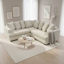 Abakus Direct Ferguson Chenille Corner Sofa with Deep Seats & Angular Arms in Off-White - thumbnail 7