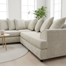 Abakus Direct Ferguson Chenille Corner Sofa with Deep Seats & Angular Arms in Off-White - thumbnail 4