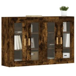 Berkfield Home Wall Mounted Cabinets 2 pcs Smoked Oak Engineered Wood in Brown - thumbnail 3