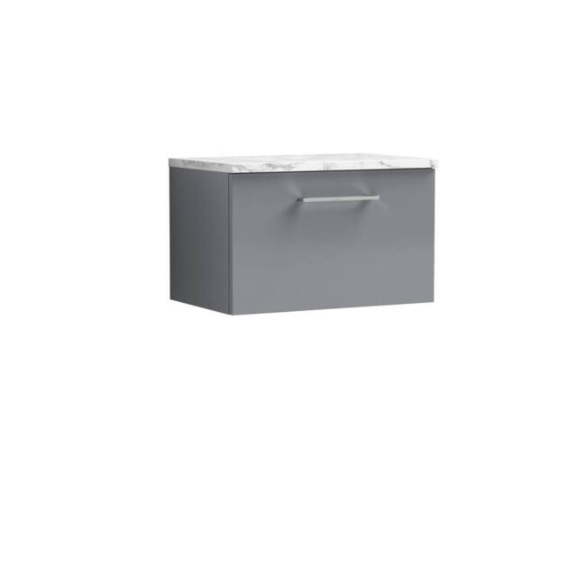 Balterley Level 600mm Wall Hung 1 Drawer Unit with Laminate Worktop Satin Grey - image 1