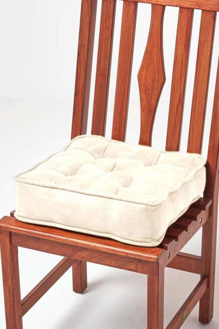 Homescapes Faux Suede Dining Chair Booster Cushion in Cream - Size: 40 cm x 40 cm - image 1