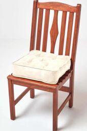 Homescapes Faux Suede Dining Chair Booster Cushion in Cream - Size: 40 cm x 40 cm - thumbnail 6