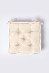 Homescapes Faux Suede Dining Chair Booster Cushion in Cream - Size: 40 cm x 40 cm - thumbnail 3