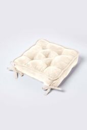 Homescapes Faux Suede Dining Chair Booster Cushion in Cream - Size: 40 cm x 40 cm - thumbnail 2