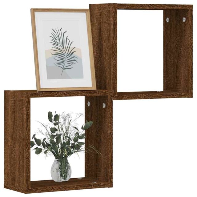 Berkfield Home Wall Cube Shelves 2 pcs Brown Oak 30x15x30 cm - Size: 30 x 15 x 30 cm - image 1
